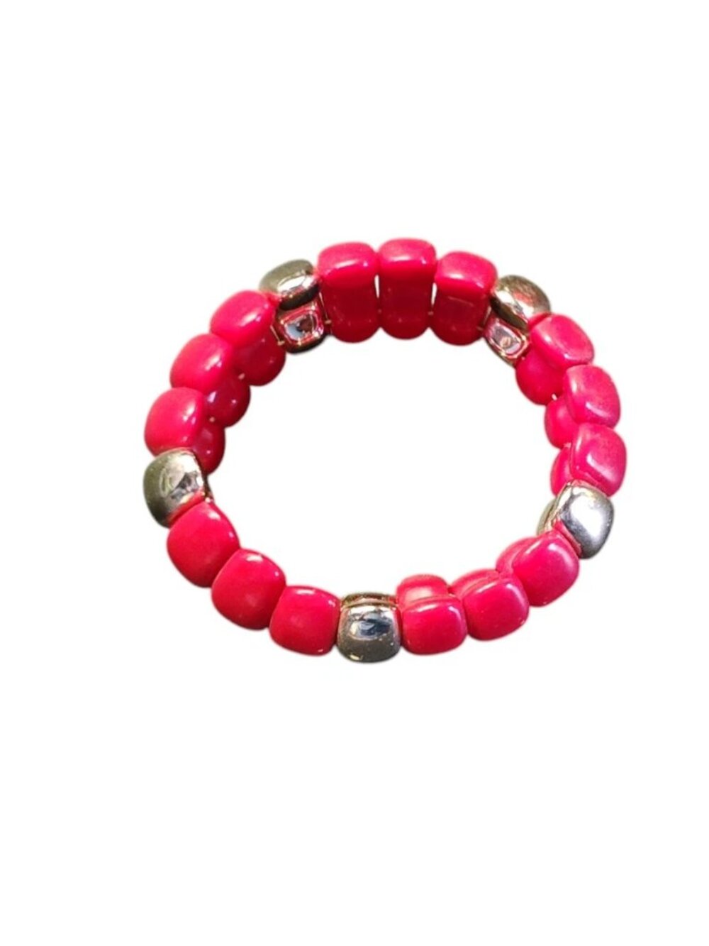 Natural Red Coral Irregular Cylinder Beads Bracelet 3''